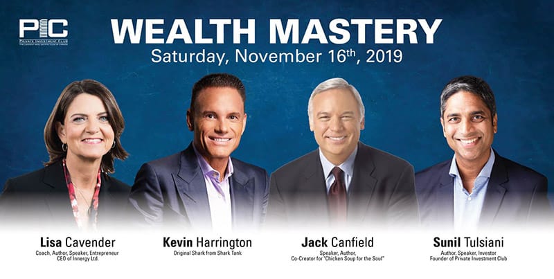 Wealth Mastery Speakers, Lisa Cavender, Kevin Harrington, Jack Canfield, Sunil Tulsiani